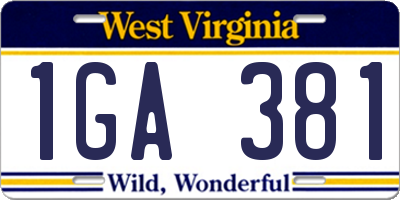 WV license plate 1GA381