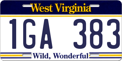 WV license plate 1GA383