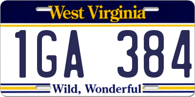 WV license plate 1GA384