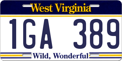 WV license plate 1GA389