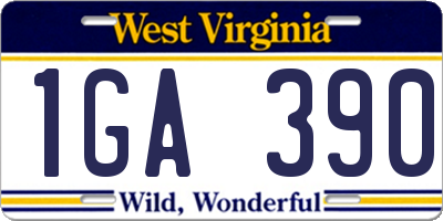 WV license plate 1GA390