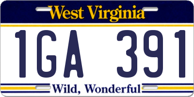 WV license plate 1GA391