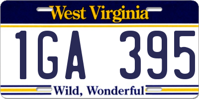WV license plate 1GA395