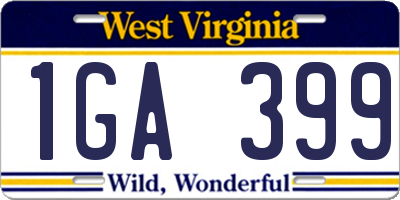WV license plate 1GA399