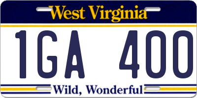 WV license plate 1GA400