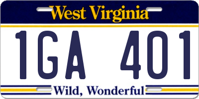 WV license plate 1GA401