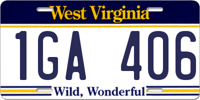 WV license plate 1GA406