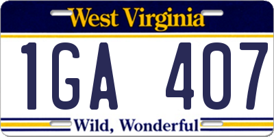 WV license plate 1GA407
