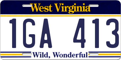 WV license plate 1GA413