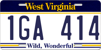 WV license plate 1GA414