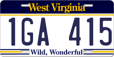 WV license plate 1GA415