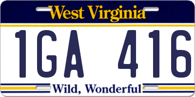 WV license plate 1GA416