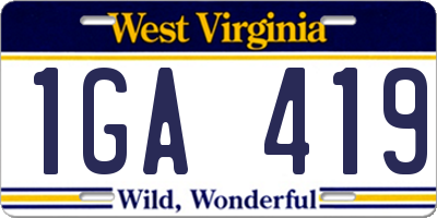 WV license plate 1GA419