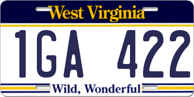 WV license plate 1GA422