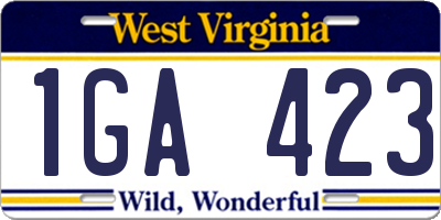 WV license plate 1GA423
