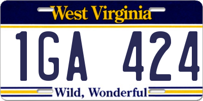 WV license plate 1GA424