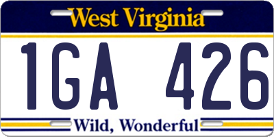 WV license plate 1GA426