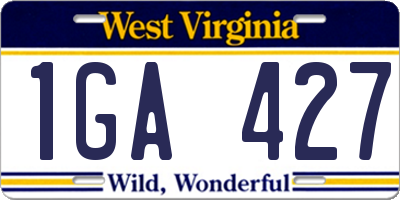 WV license plate 1GA427