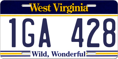 WV license plate 1GA428