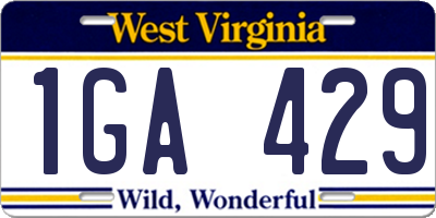 WV license plate 1GA429