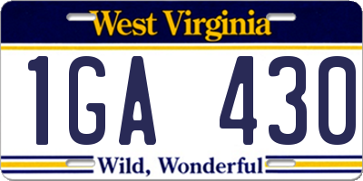 WV license plate 1GA430