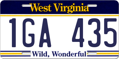 WV license plate 1GA435