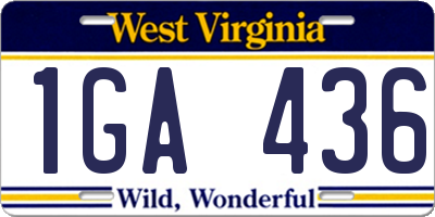 WV license plate 1GA436