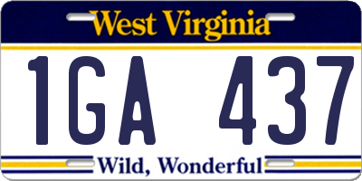WV license plate 1GA437