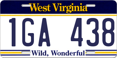 WV license plate 1GA438