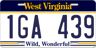 WV license plate 1GA439
