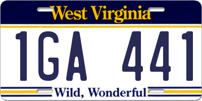 WV license plate 1GA441