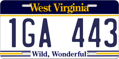 WV license plate 1GA443