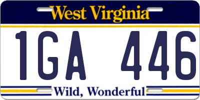 WV license plate 1GA446