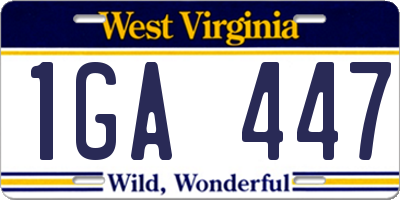 WV license plate 1GA447
