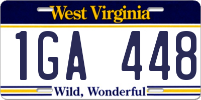 WV license plate 1GA448