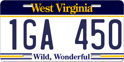 WV license plate 1GA450