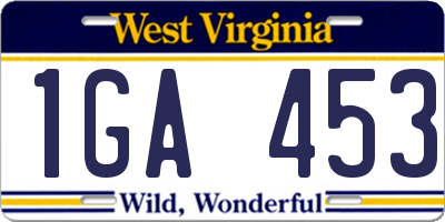 WV license plate 1GA453
