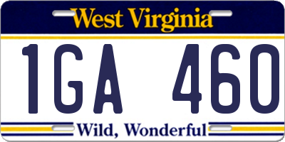 WV license plate 1GA460