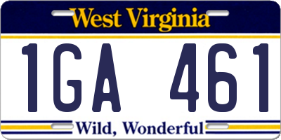 WV license plate 1GA461