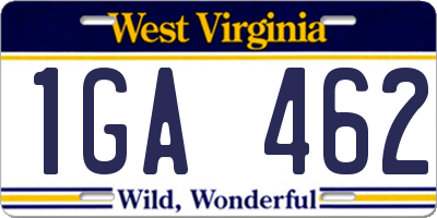 WV license plate 1GA462