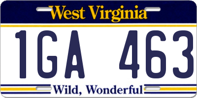 WV license plate 1GA463