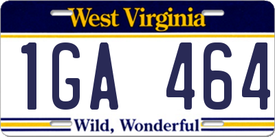 WV license plate 1GA464