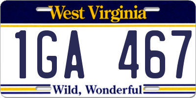 WV license plate 1GA467