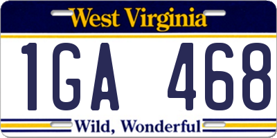 WV license plate 1GA468