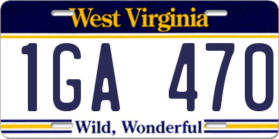 WV license plate 1GA470