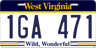 WV license plate 1GA471