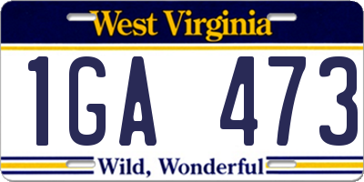WV license plate 1GA473
