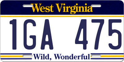 WV license plate 1GA475