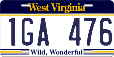 WV license plate 1GA476