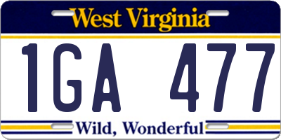 WV license plate 1GA477